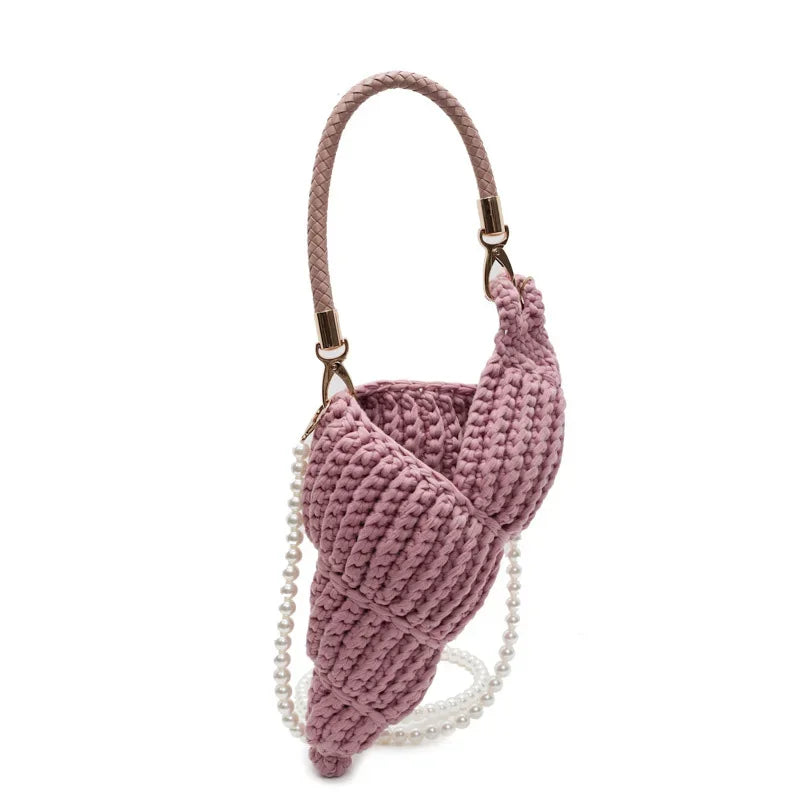 Conch Shell Knit Crochet Crossbody Shoulder Bag