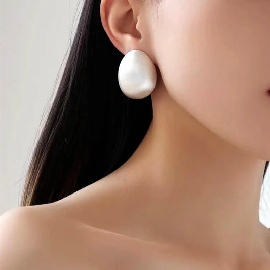 Brushed Matte Metal Stud Earrings