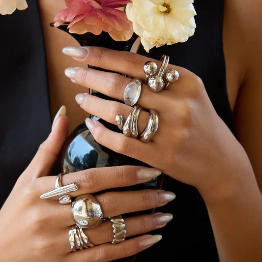 Irregular Adjustable Stackable Stainless Steel Rings