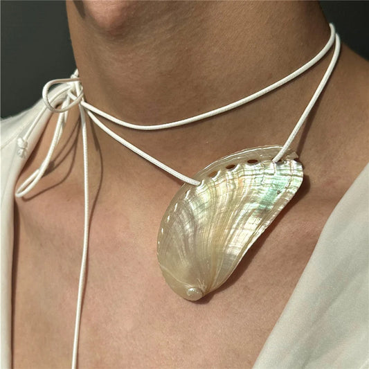 Natural Shell Collarbone Cord Rope Necklace