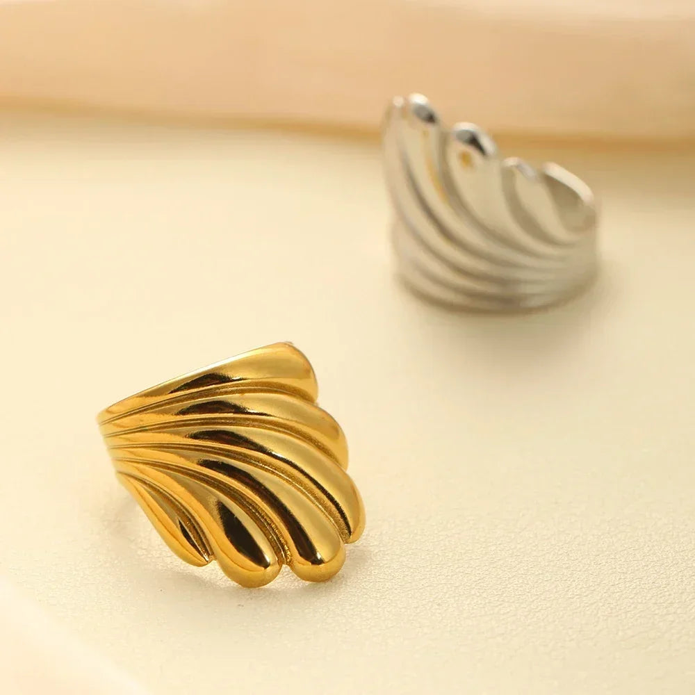 Chunky Statement Rings Shell Scallop Heart Rings