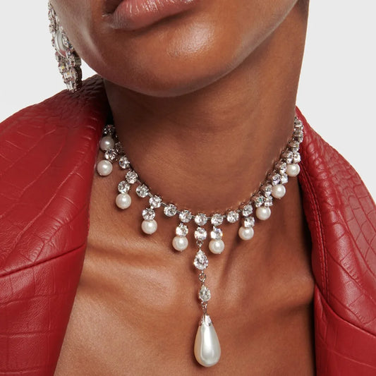 Rhinestone Pearl Necklace