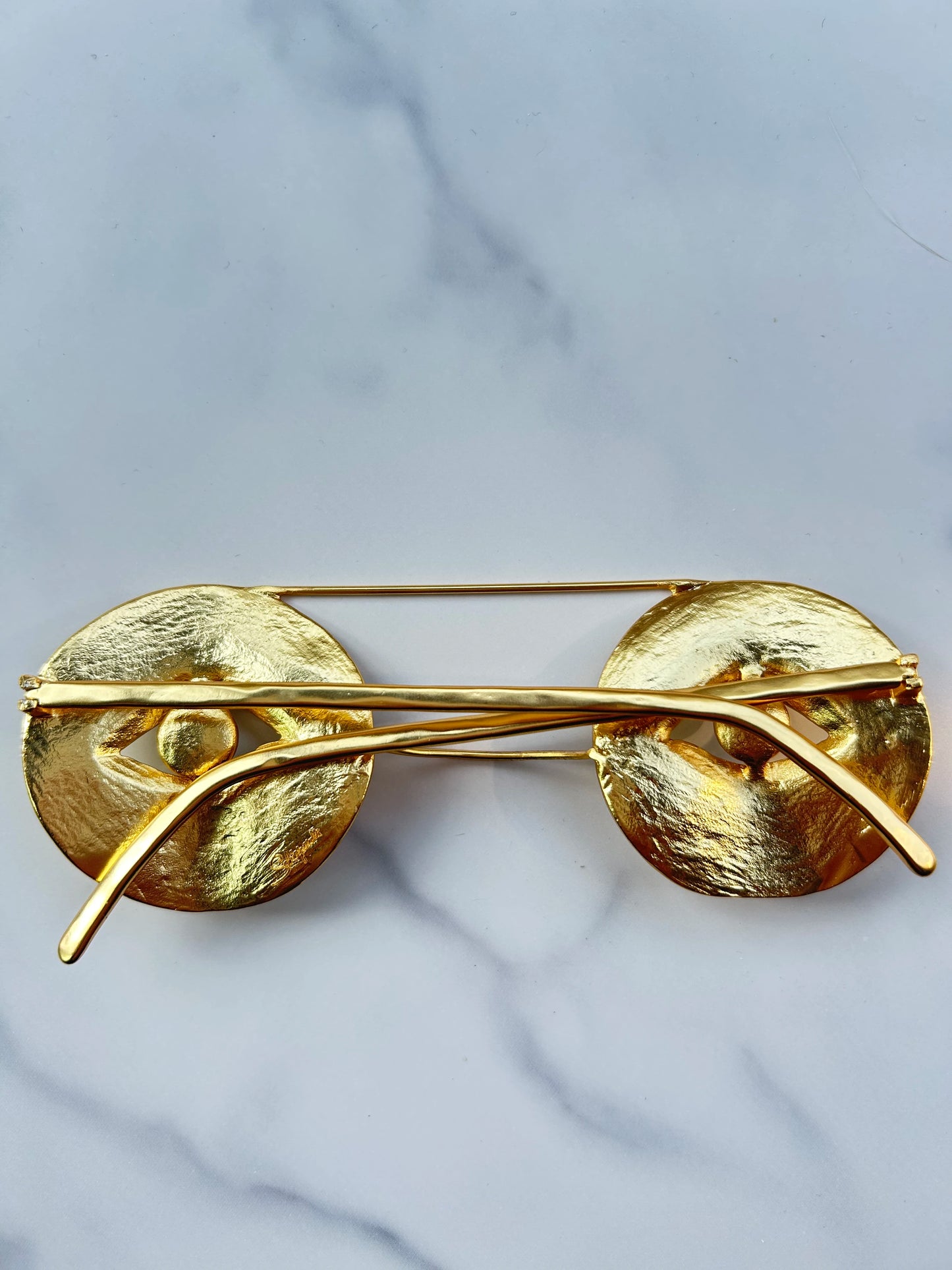 Statement Surrealist Gold Plated Sculptural Decorative Eye Glasses