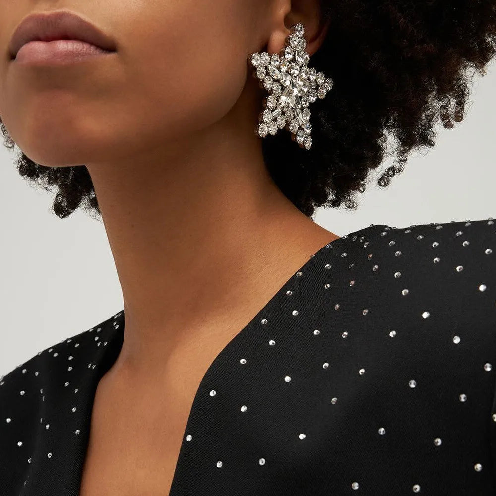 Statement Chunky Star Strass Crystal Earrings