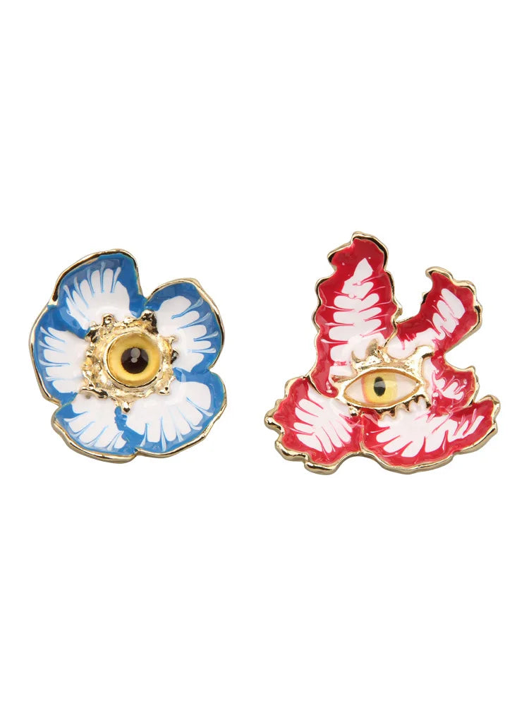 Statement Contrasting Colors Flower Earrings