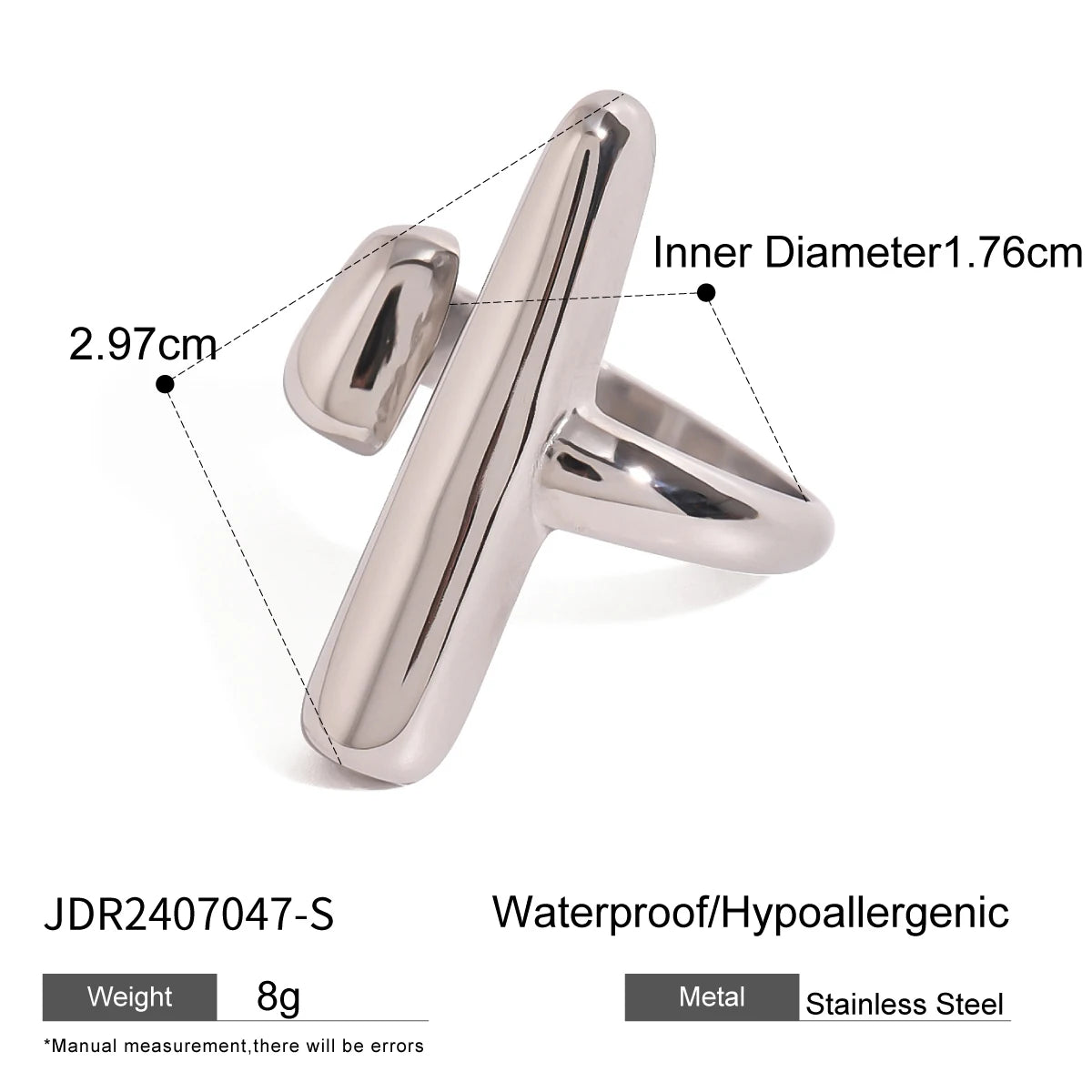 Irregular Adjustable Stackable Stainless Steel Rings