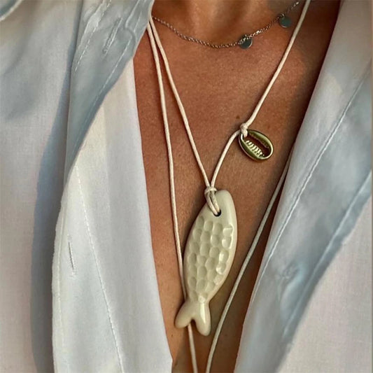 Fishbone Sardine Cord Necklace