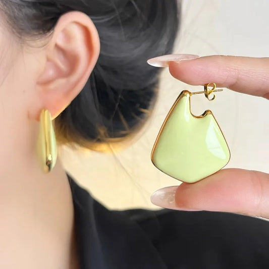 Enamel Drop Glaze Metal Chunky Stud Earrings