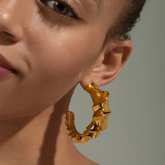 Chunky Bamboo Hoop Earrings