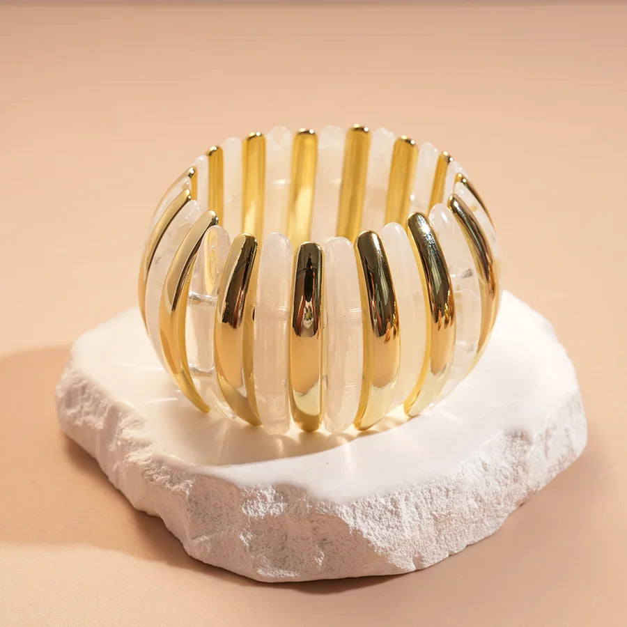 Statement Resin Beaded Elastic Wide Bangles