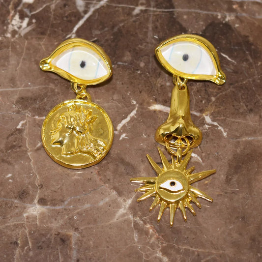 Surrealist Baroque Style Evil Eye Earrings