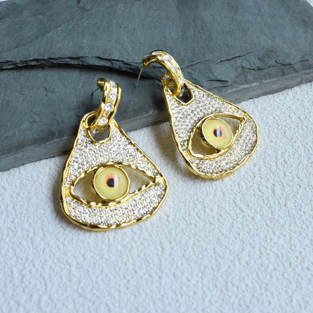 Baroque Style Evil Eye Dangle Earrings