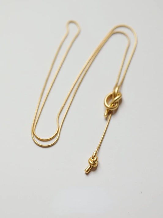 Metal Knot Pendant Long Necklace
