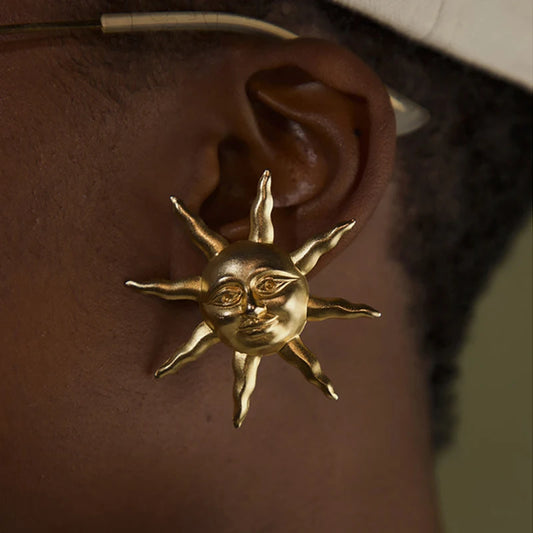 Surrealist Sunburst Face Earrings