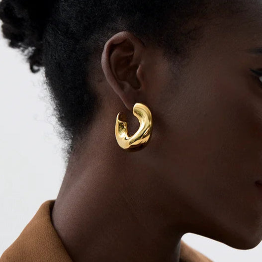 18K Gold Plated Chunky Hoop Earrings