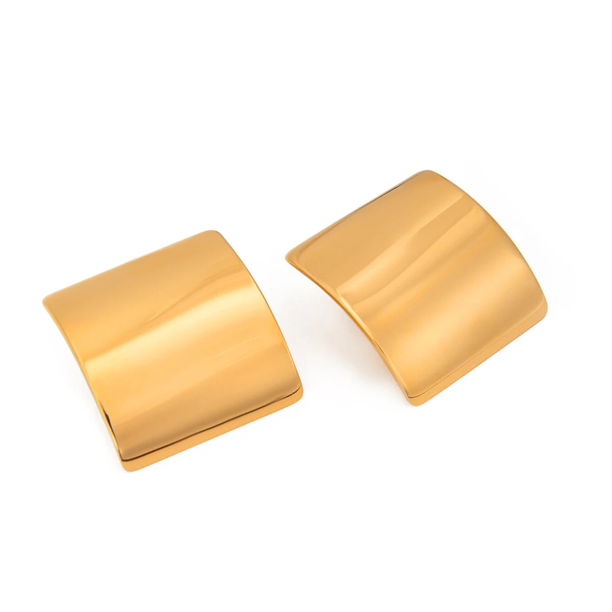 18K Gold Plated Stainless Steel Minimalist Plain Rectangular Stud Earrings