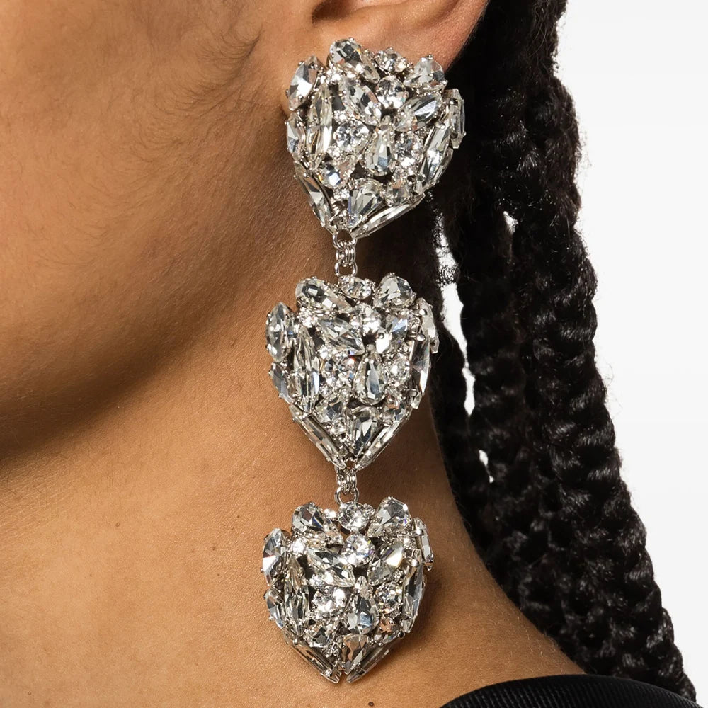 Rhinestone Crystal Heart Ear Clip Earring