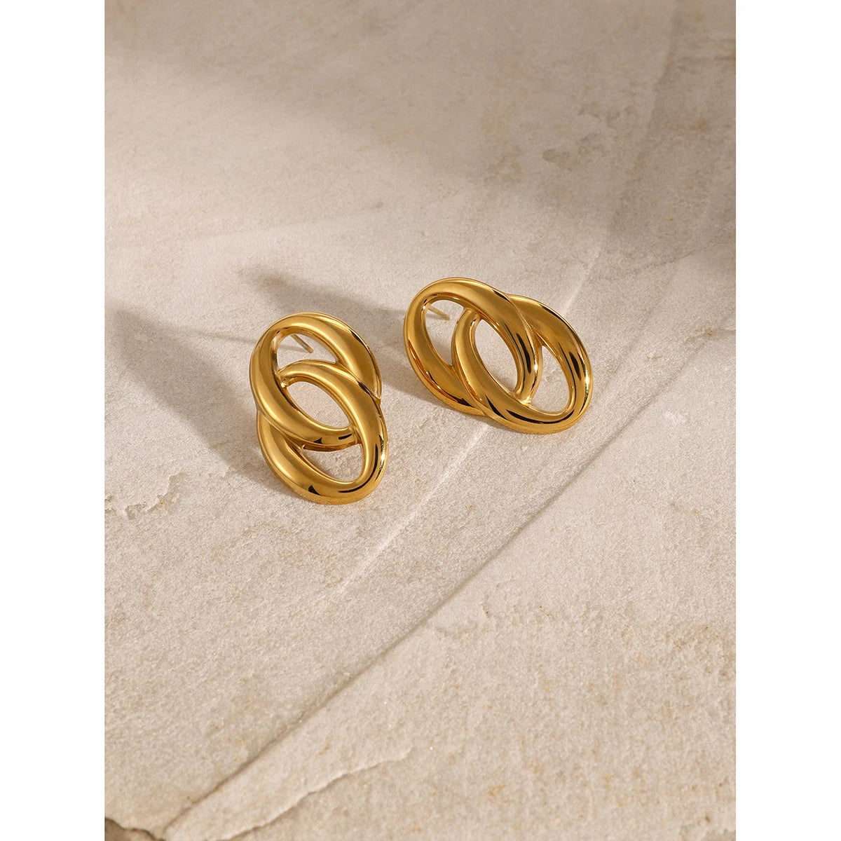 18K Gold Plated Double Circle Earrings