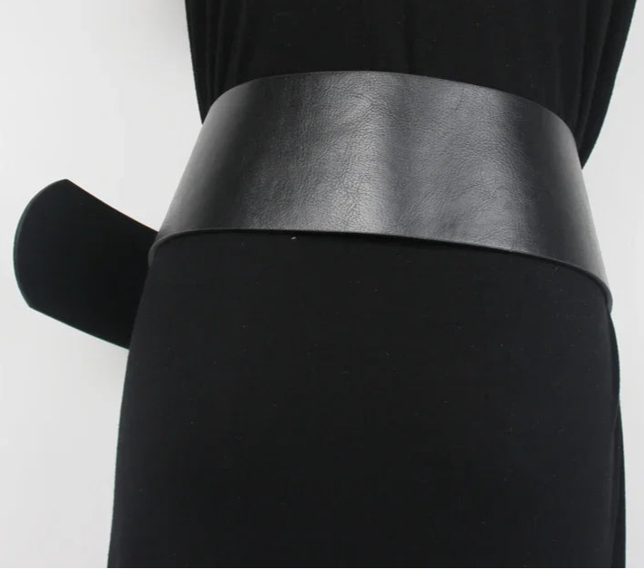 Wide Metal Buckle Waist Belt