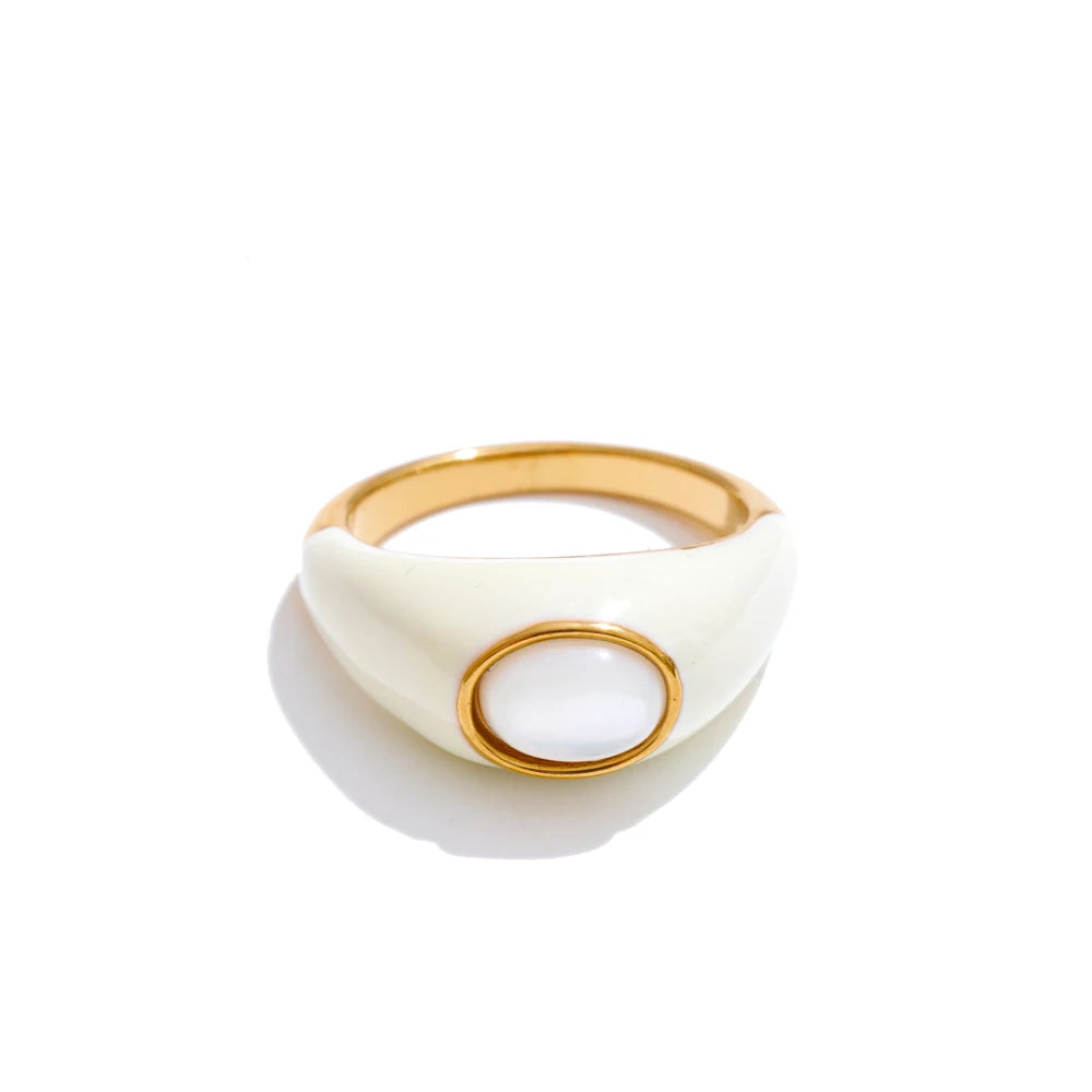 Enamel Natural Malachite Rings