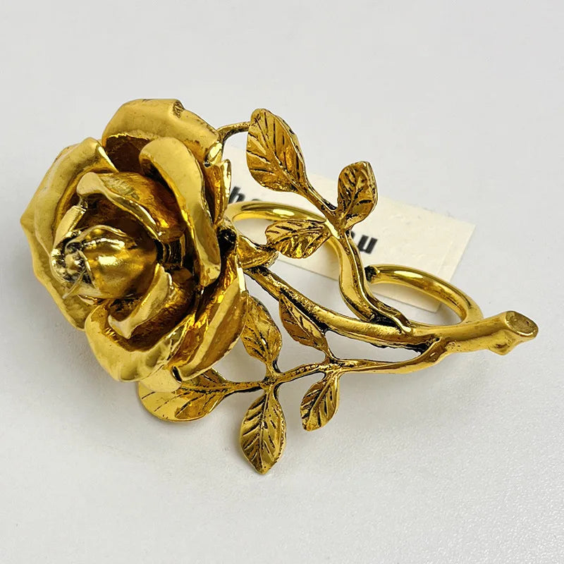 Oversized Rose Flower Chunky Ring