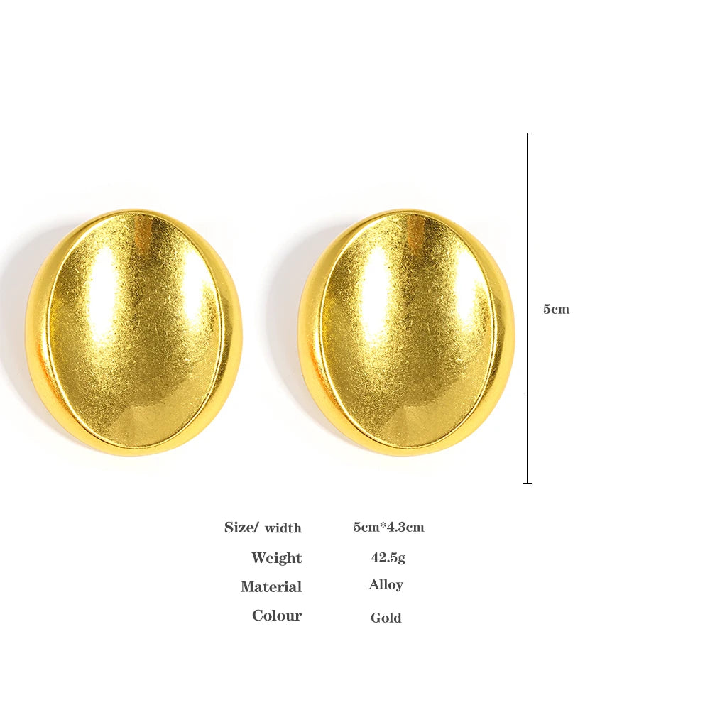 Saint Laurent Style Oval Big Stud Earrings