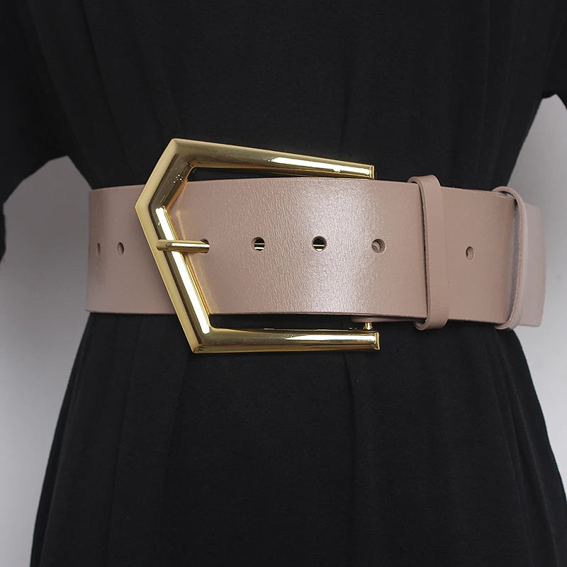Statement Geometric Buckle Wide Belt