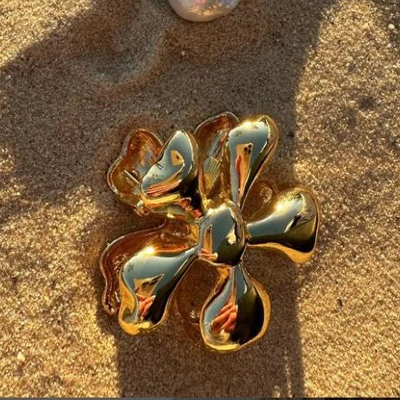 Stainless Steel Gold Plated  Flower Hair Claw Clip