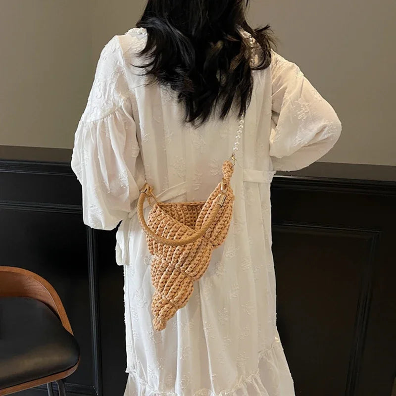 Conch Shell Knit Crochet Crossbody Shoulder Bag