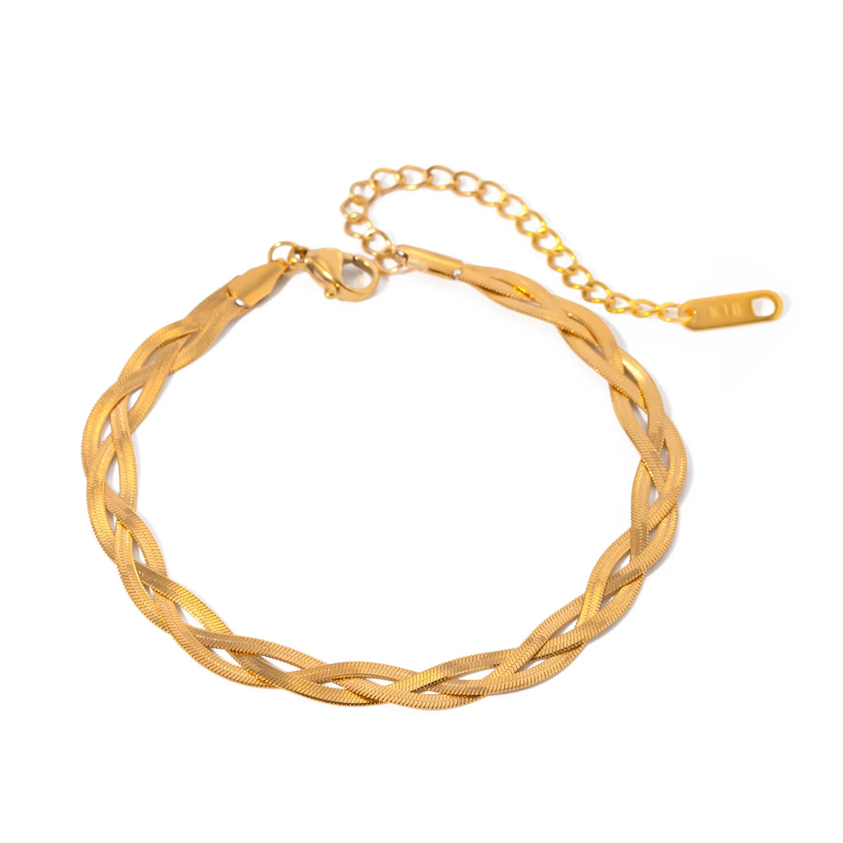 Stainless Steel Double Layered Snake Chain Bracelet 18K Gold Plated