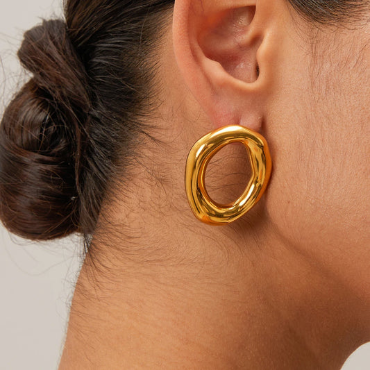 Circle Stainless Steel 18K Gold Plated  Earrings