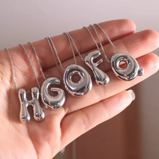 Initial Letter Alphabet Pendant Chunky Balloon Necklace