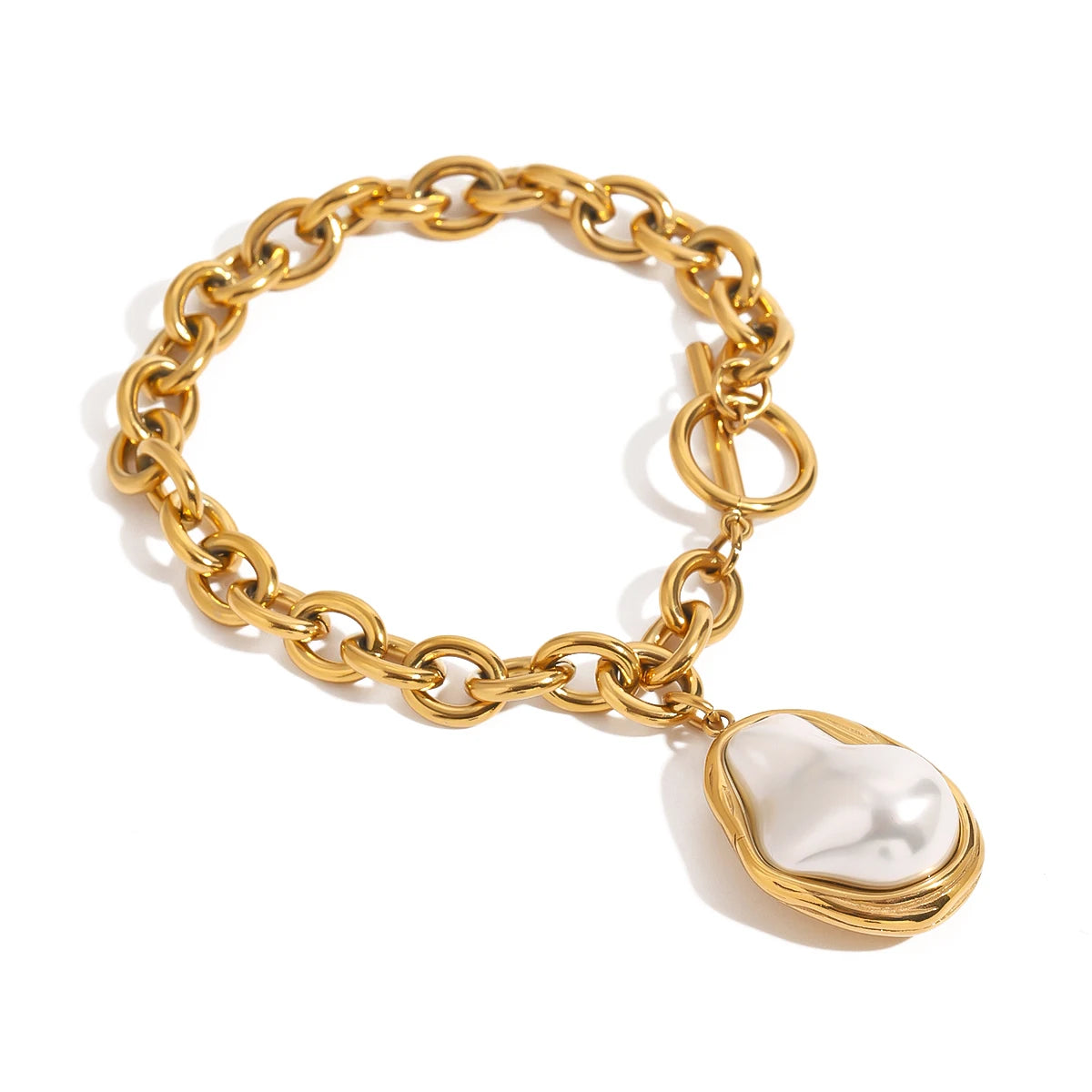 Gold Plated Pearl Pendant Bracelet