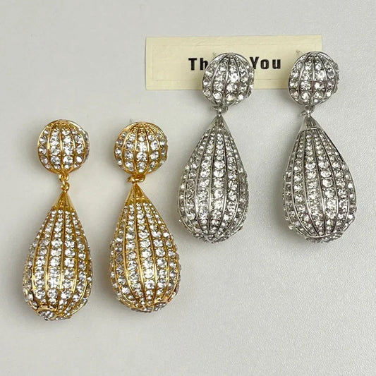 Statement Rhinestone Balloon Droplet Earrings
