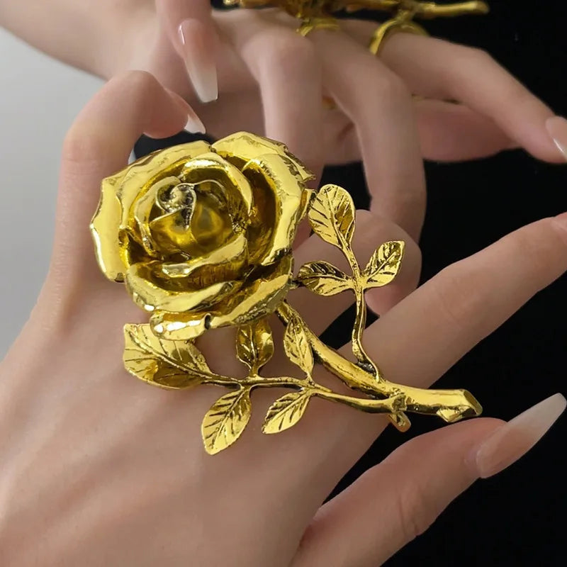 Oversized Rose Flower Chunky Ring