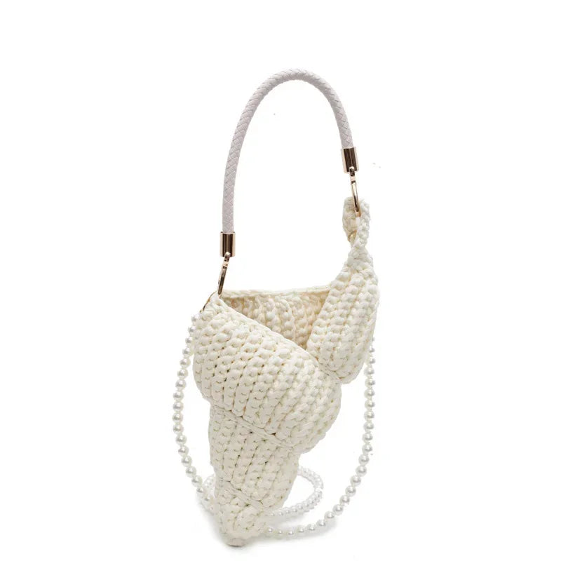 Conch Shell Knit Crochet Crossbody Shoulder Bag