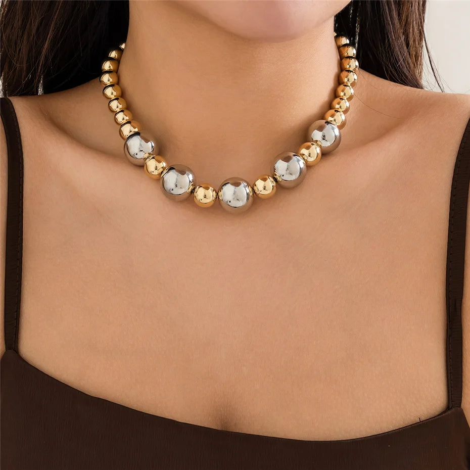 Statement Gold Beads Chain Necklace