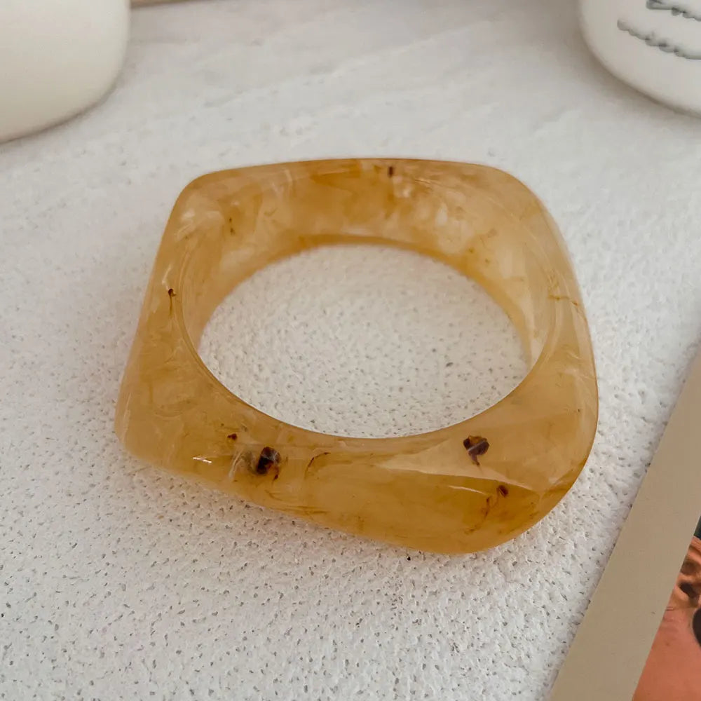Chunky Geometric Thick Resin Acrylic Bangle Bracelet
