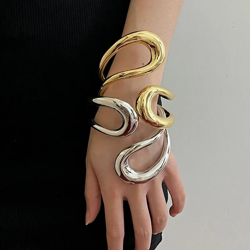 Statement Bracelet Curved Organic Adjustable Cuff Bangle