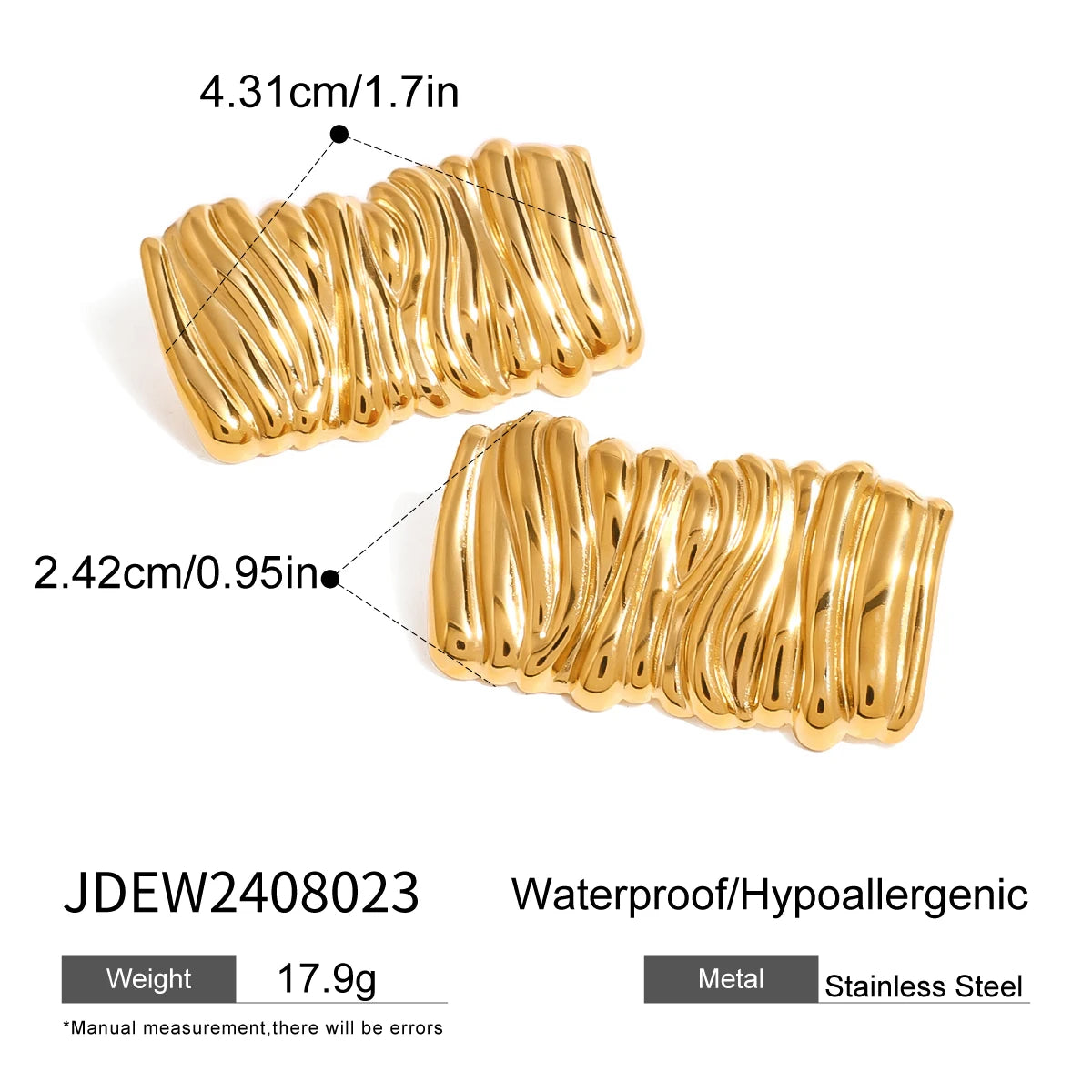 Wave Texture Square Earrings