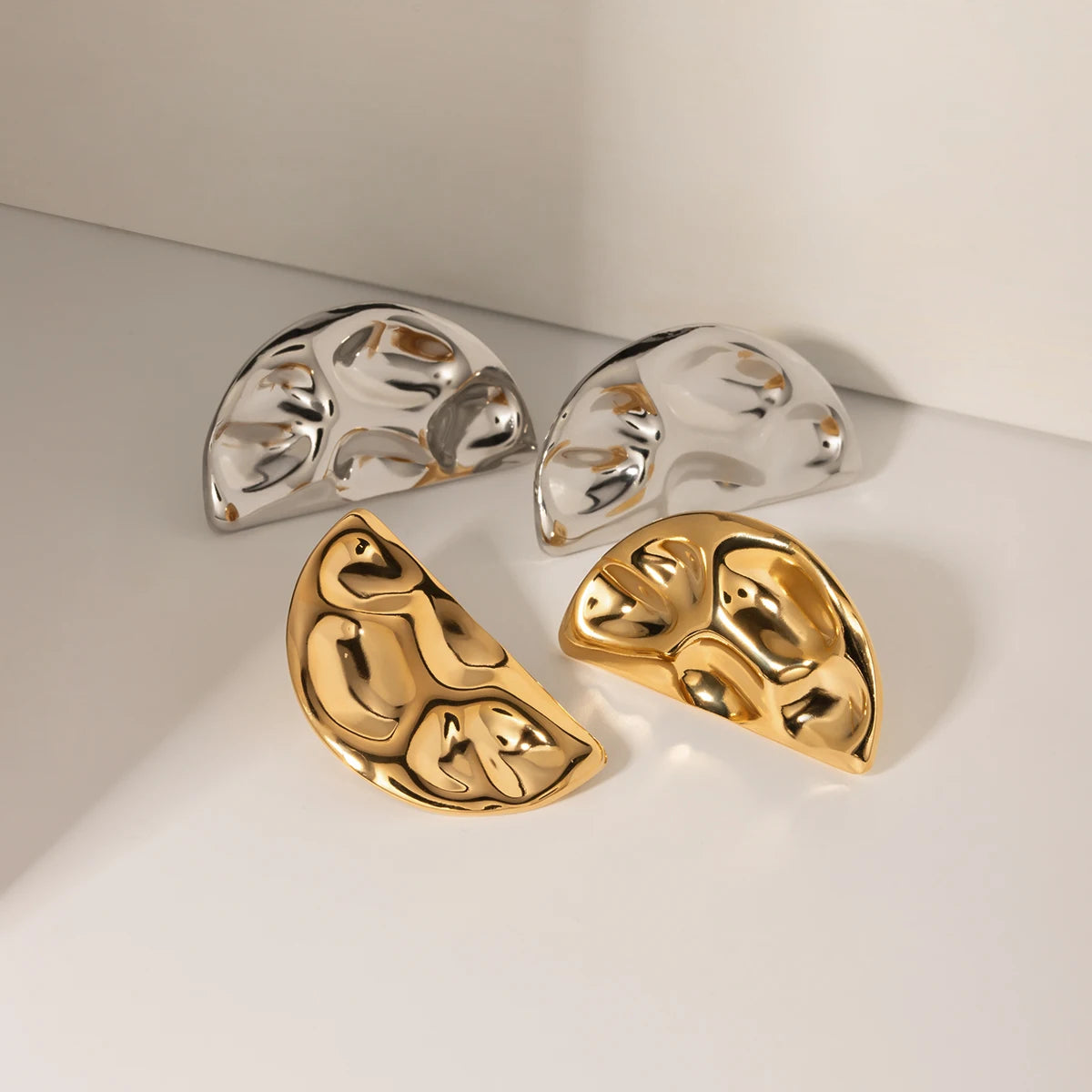 18K Gold Plated Stainless Steel  Organic Earrings