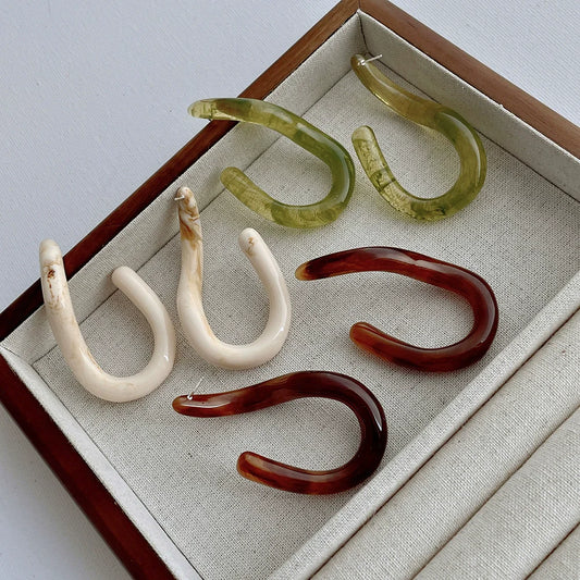 Acrylic Large Curved Earrings