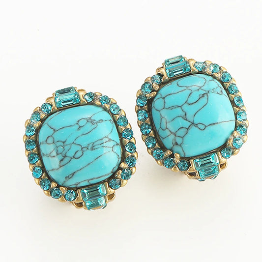Art Deco Turquoise Stone Earrings