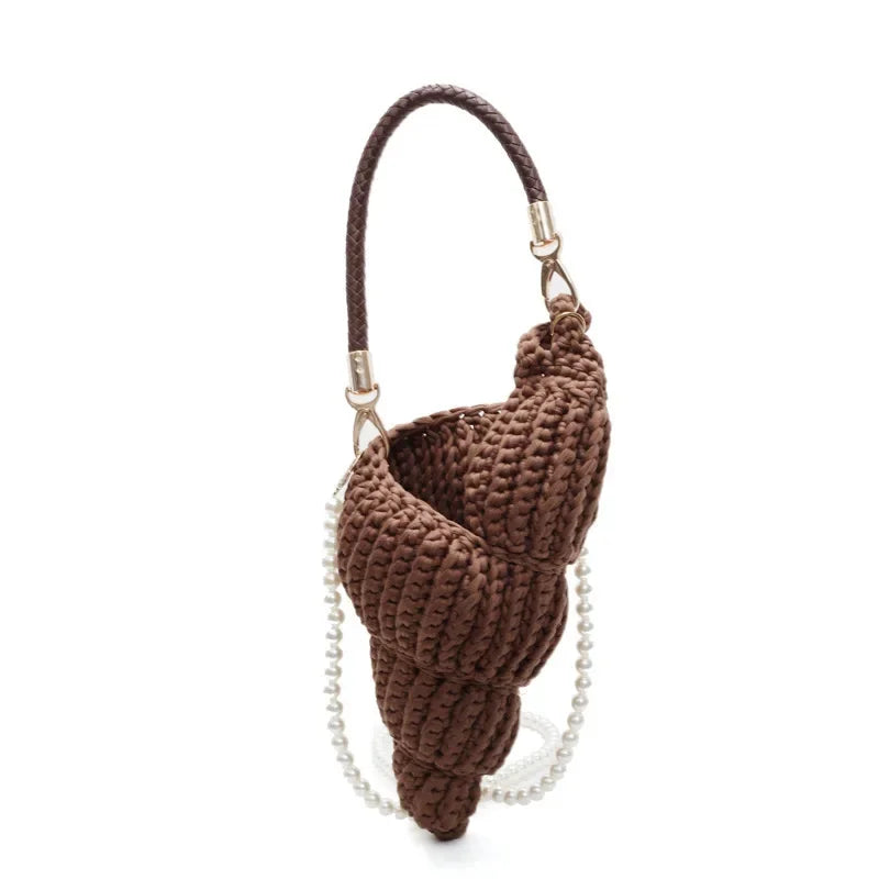 Conch Shell Knit Crochet Crossbody Shoulder Bag