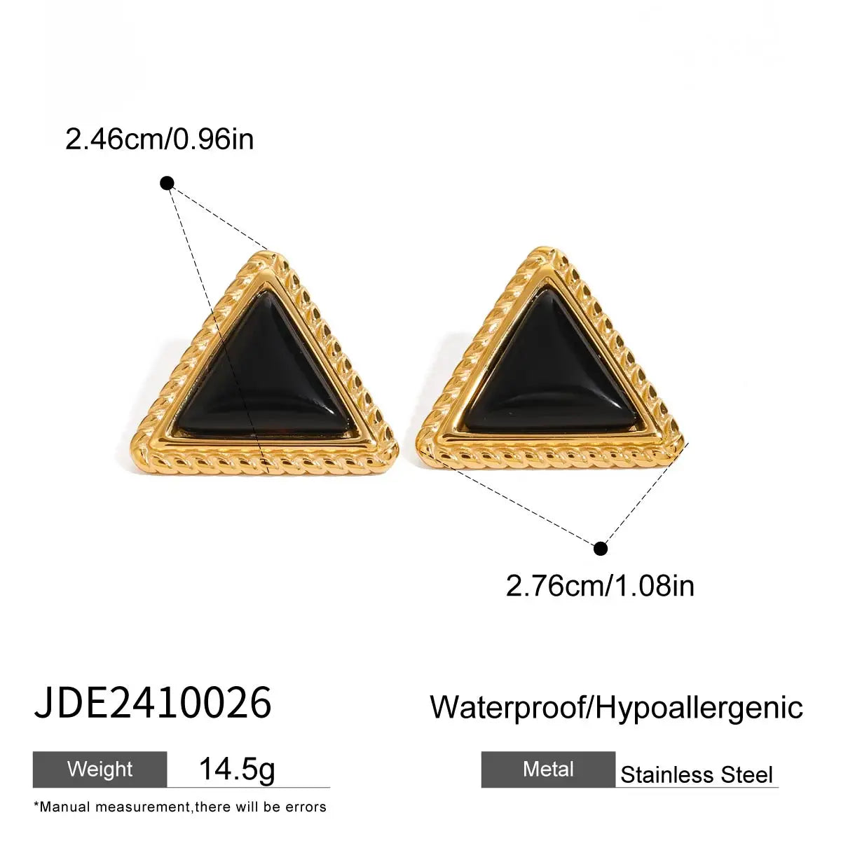 Black Stone Gold Plated Earrings