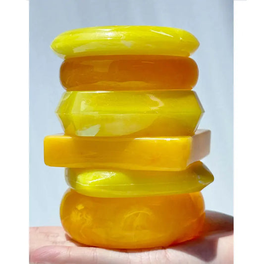 Yellow Square Round Resin Bracelet Bangles