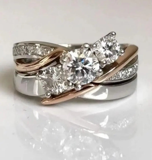 Layered Contrast Zircon Ring