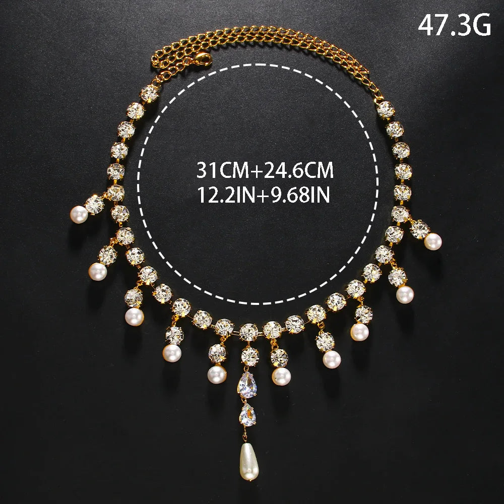 Rhinestone Pearl Necklace