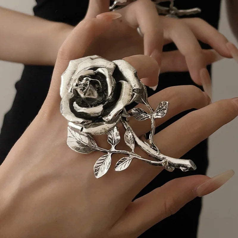 Oversized Rose Flower Chunky Ring