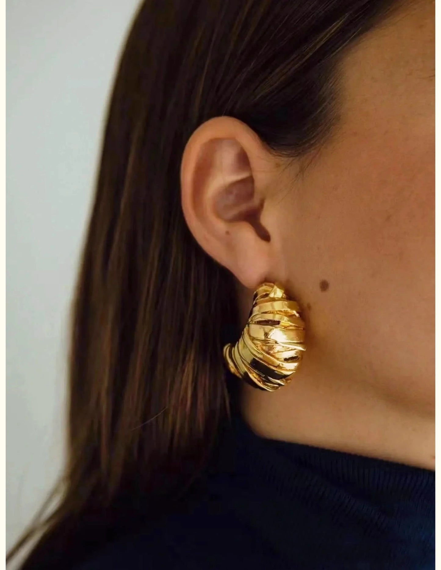 Cornucopia Horn Metal Earrings 18K Gold Plated